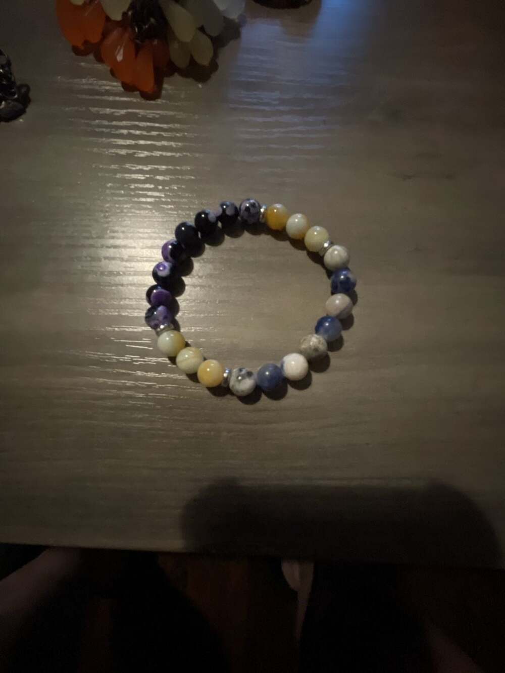 Natural Gemstone Beaded Stretch Bracelet Multi Color